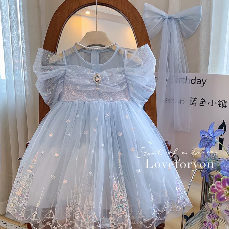 Elsa Princess Dress for Girls Summer Frozen Birthday Dress Children's Costume
