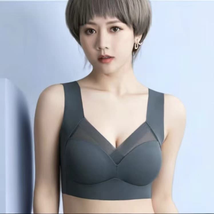 Ice Silk Seamless Lightweight Beautiful Back Women's Underwear Small Chest Push-Up Wireless Bra Large Chest Minimizing Sports Bandeau