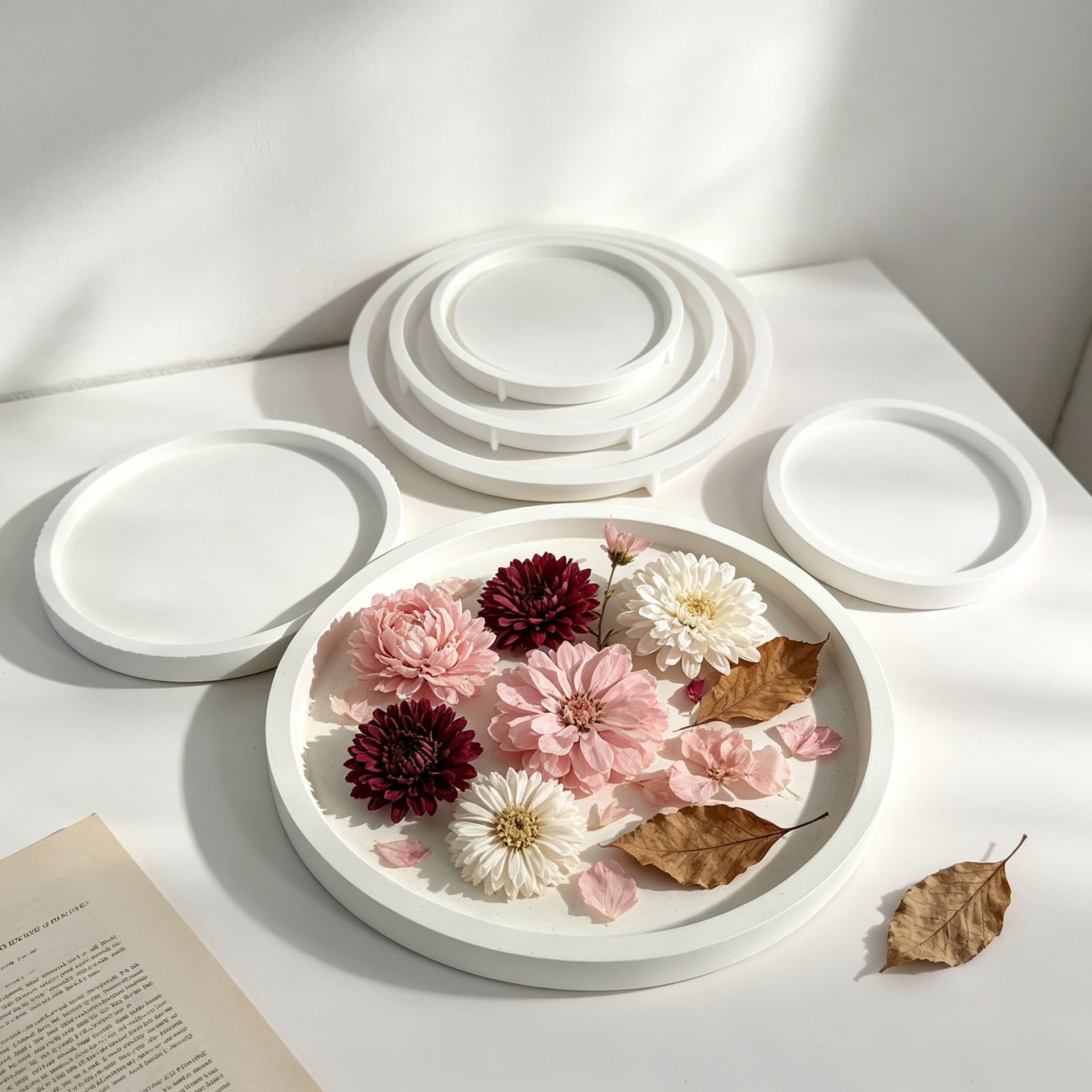 Aroma Resin Plaster Cement Round Storage Tray Silicone Mold DIY Gypsum Coaster Tray Mold