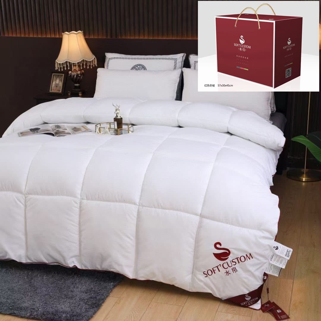 Chengdu Stock [Gift Box Included] Swan Love Warm Fleece Quilt, Thick Warm Winter Quilt, Spring/Autumn Quilt, Large Gift Box Set Factory