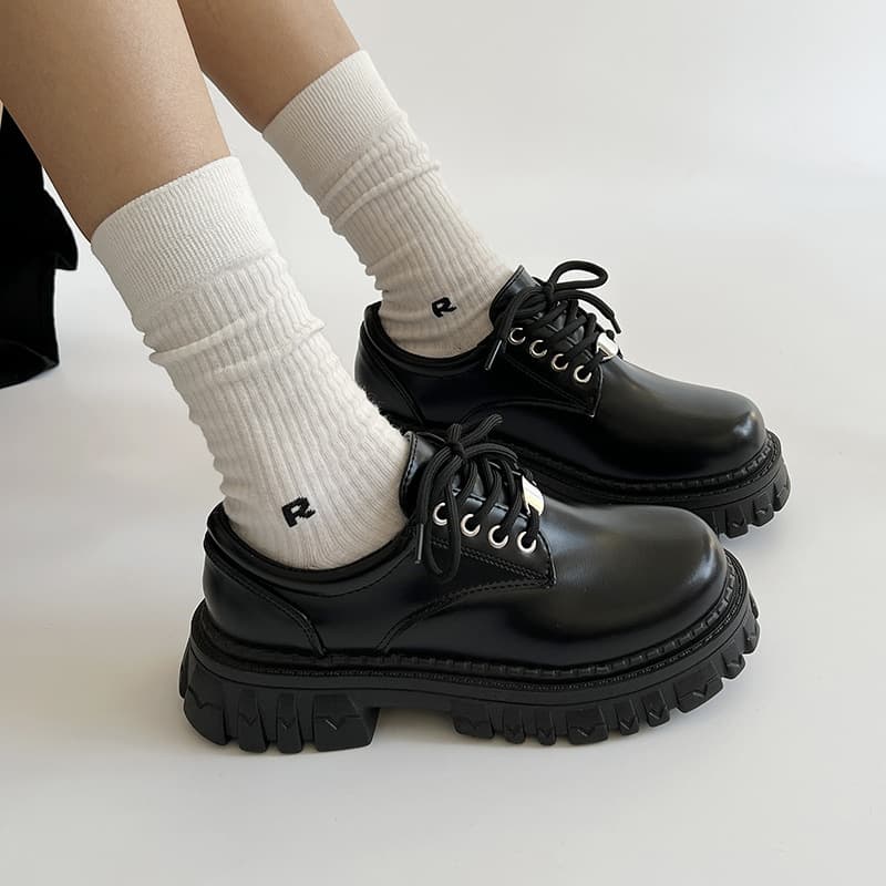 Women's 2025 Spring New Arrival Japanese Style Thick-Soled Platform Shoes Casual Uniform Shoes