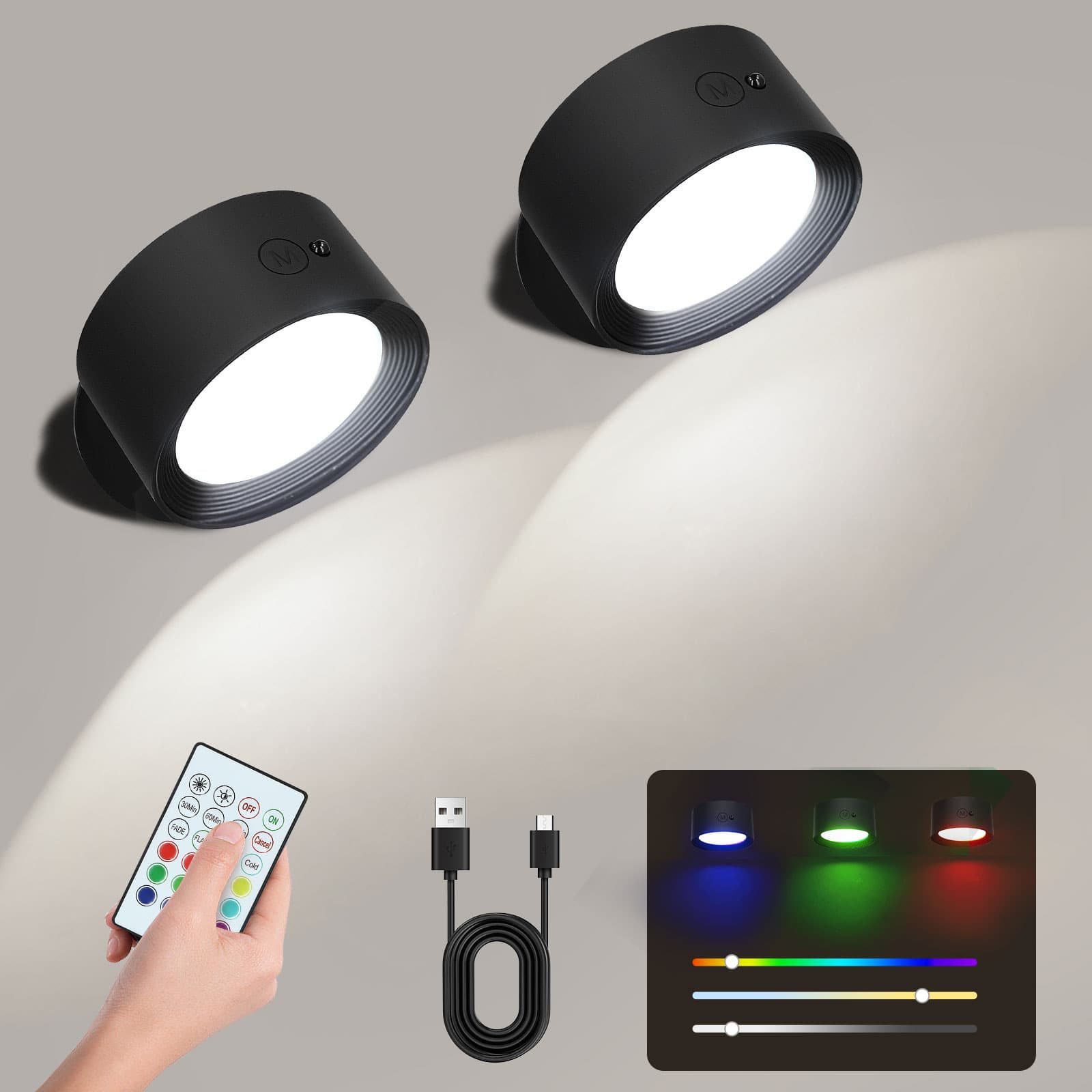 Wall Lamp Ambient Light Small Round Illumination 1200mAh Amazon Cross-border Bestseller LED