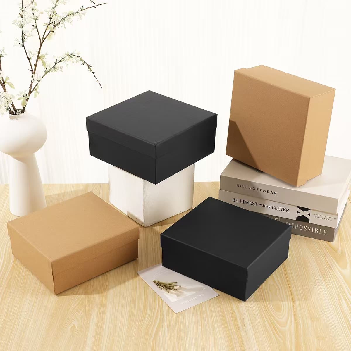 Kraft Paper Box Teacher's Day Gift Box Black Empty Box Candy Box Cake Box Gift Box Mid-Autumn Festival Gift Box