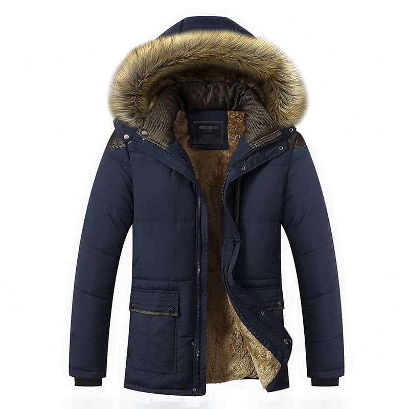 Winter Down Jacket for Middle-aged and Elderly Men, Thickened Fleece-lined Coat for Dad
