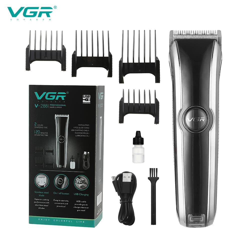 Portable USB Charging Electric Hair Clipper VGR288 European Standard Oil Head Haircut Scissors Home Appliance Barber Shop