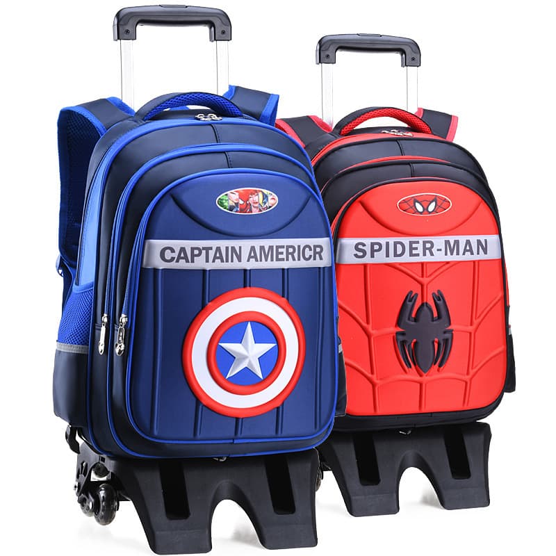 Spider-Man Trolley School Bag Elementary School Second, Third to Sixth Grade Children's Dual-Purpose Boys Six-Wheel Stair Climbing Backpack