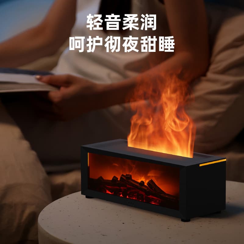 New Retro Fireplace Humidifier Desktop Small Aromatherapy Machine Home Colorful Atmosphere Light Flame Fireplace Aromatherapy Machine