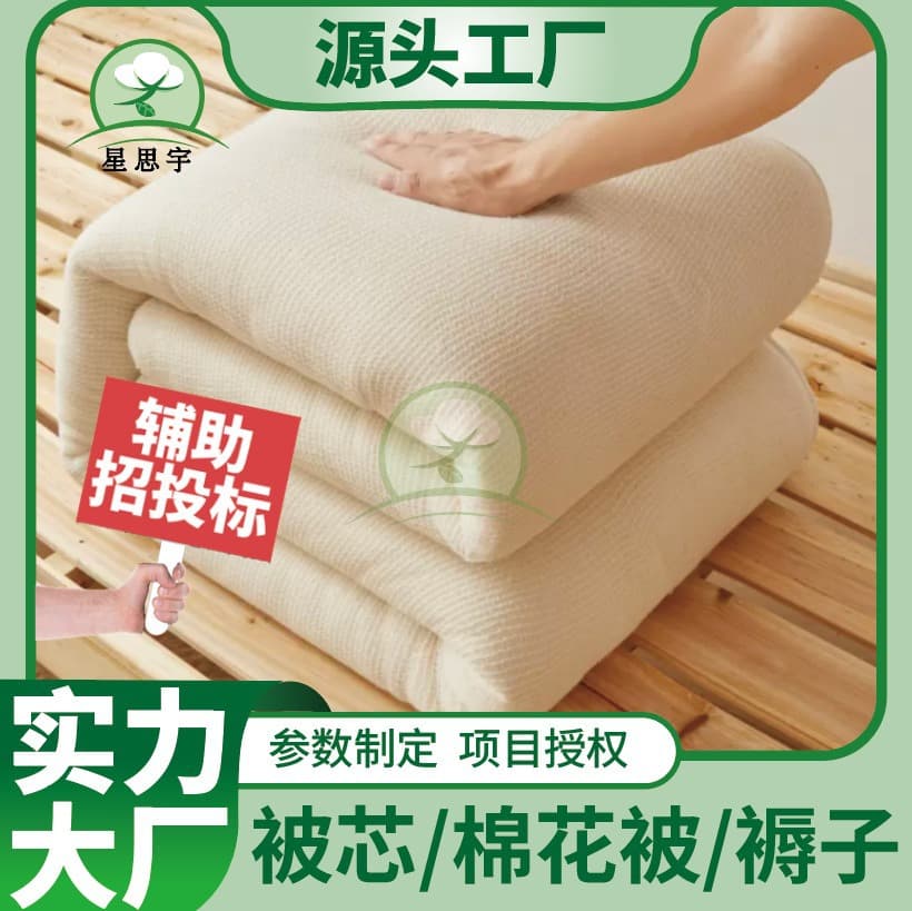 2025 New Autumn/Winter Warm Xinjiang Long-Staple Cotton Filling Single Pure Cotton Quilt Bedding Factory Direct Wholesale Price