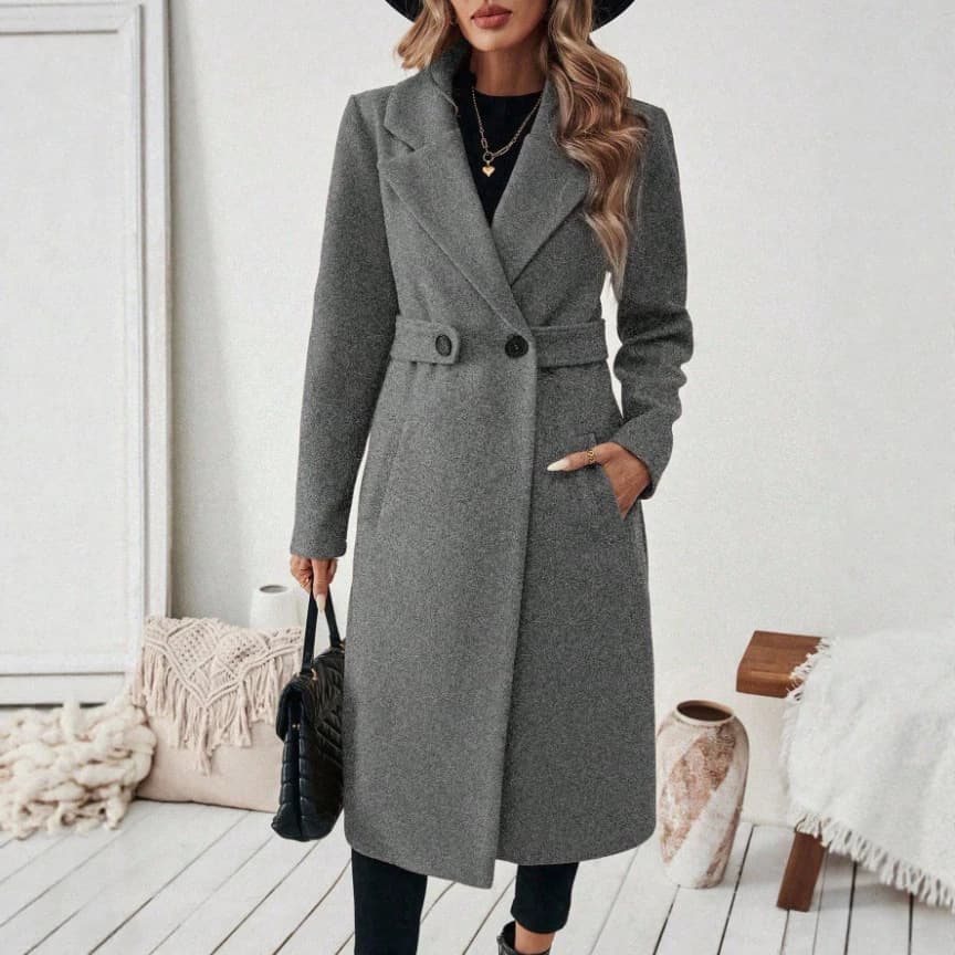 2026 European and American cross-border autumn and winter Amazon independent station popular woolen coat lapel double-breasted coat jacket