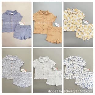 Children's Summer New Arrival Shirt Set with Turn-Down Collar, Thin Short Sleeve and Shorts Two-Piece Outfit, Factory Wholesale