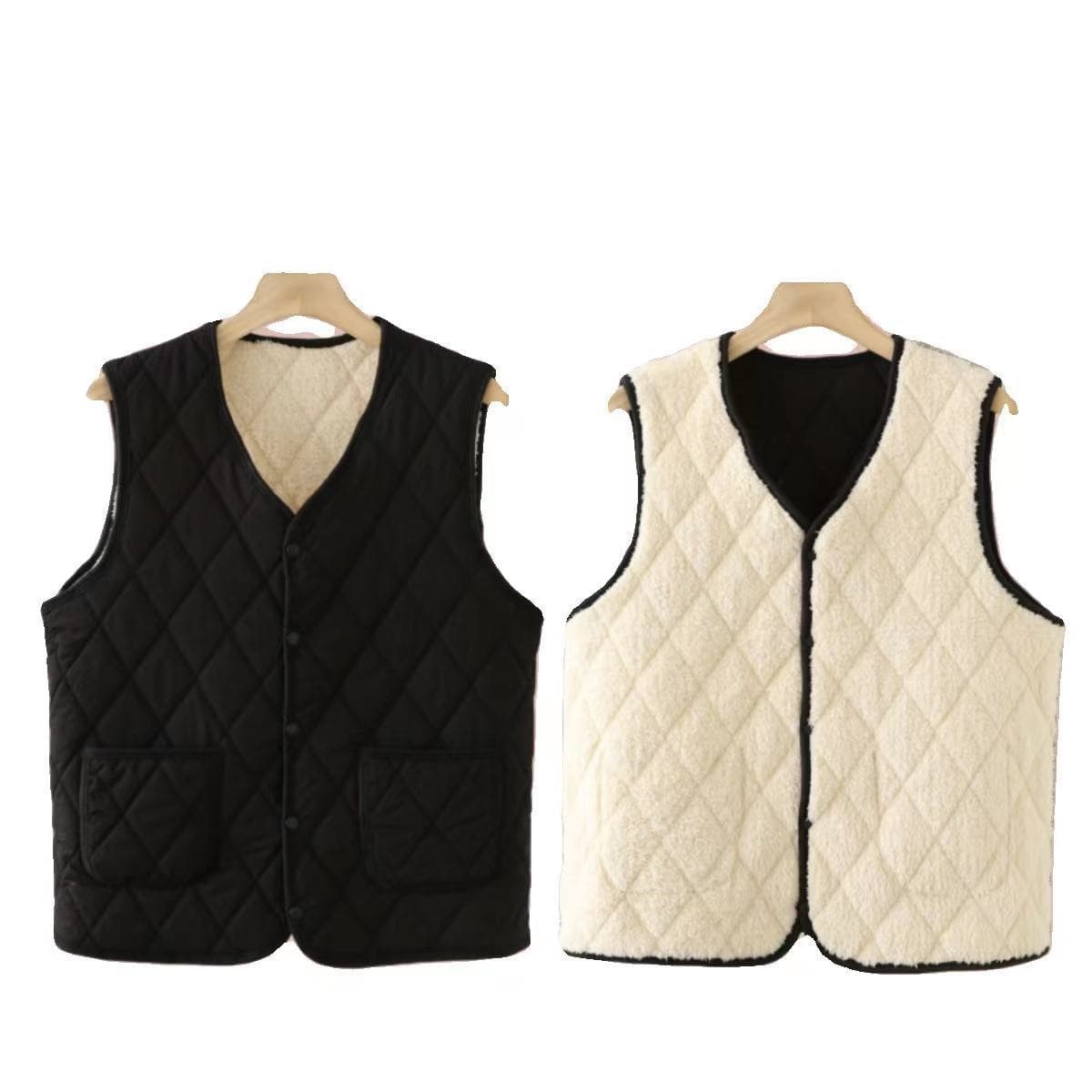 Autumn and winter windproof warm inner wear unisex vest, fleece-lined and thickened middle-aged and elderly plus-size vest sleeveless top coat.