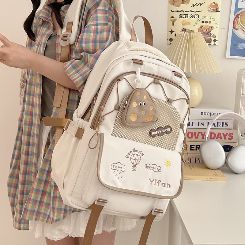Large Capacity Backpack for Women, Stylish, Versatile, Embroidered, Forest Style, Cute, for Middle and High School Students