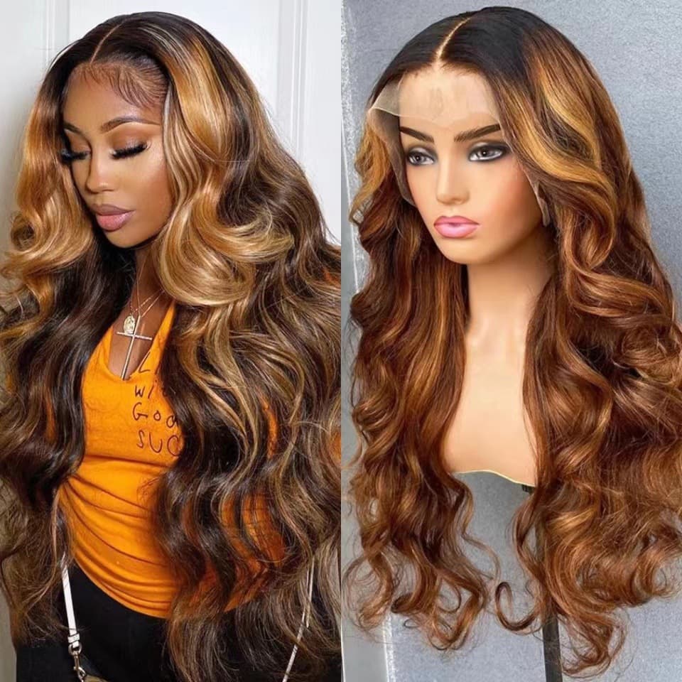 Front Lace Wig European and American Long Curly Gradient Women's Wig Big Wave Wig Human Hair Wigs