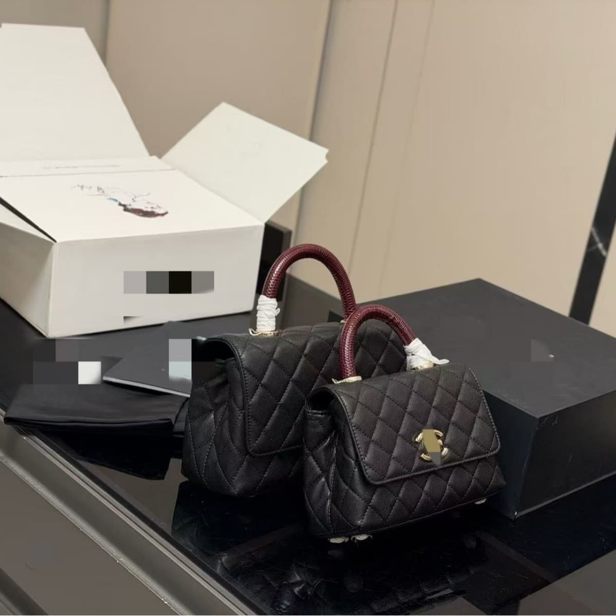 New Foreign Trade Genuine Leather Small Fragrance Style Diamond Quilted Handle Chain Bag Elegant Handbag Women's Bag Fashion Shoulder Crossbody