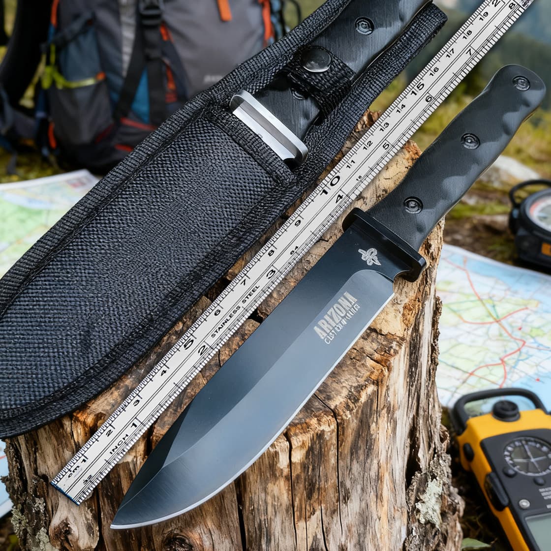 Outdoor Survival Straight Knife, Portable High Hardness Self-Defense Tool for Camping, Wilderness Survival, Tactical Multi-Purpose Knife