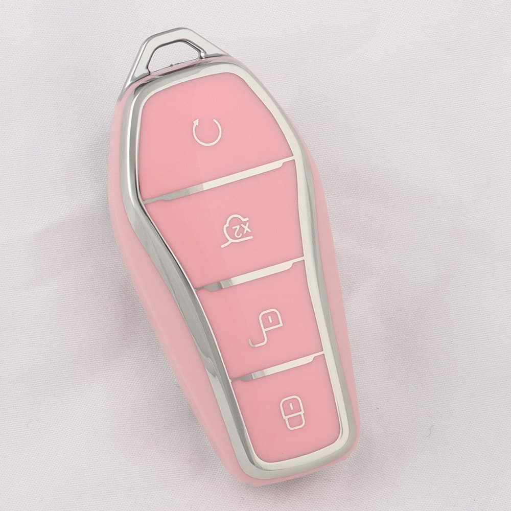 Suitable for pink TPU car key cover for BMW, Mercedes-Benz, Audi and Volkswagen remote control key bag protective cover for women