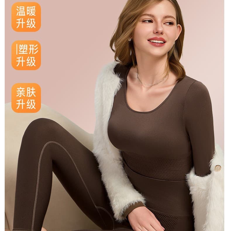 Slimming Thermal Shapewear Bodysuit Women's Base Layer T-Shirt and Leggings Set Slimming Fall Winter