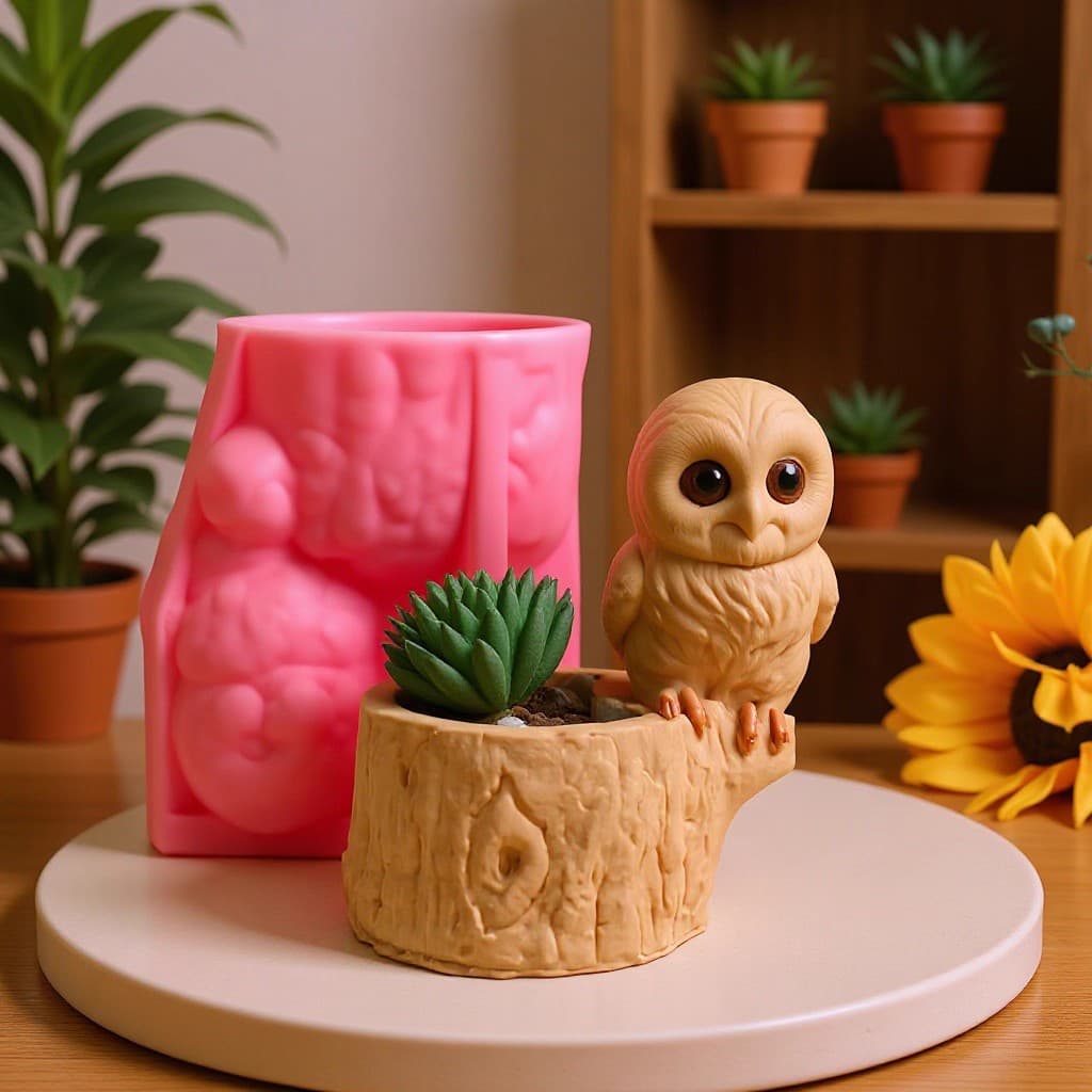 Owl Silicone Mold Succulent Planter Creative Resin Cute Potted Plant Decoration C998