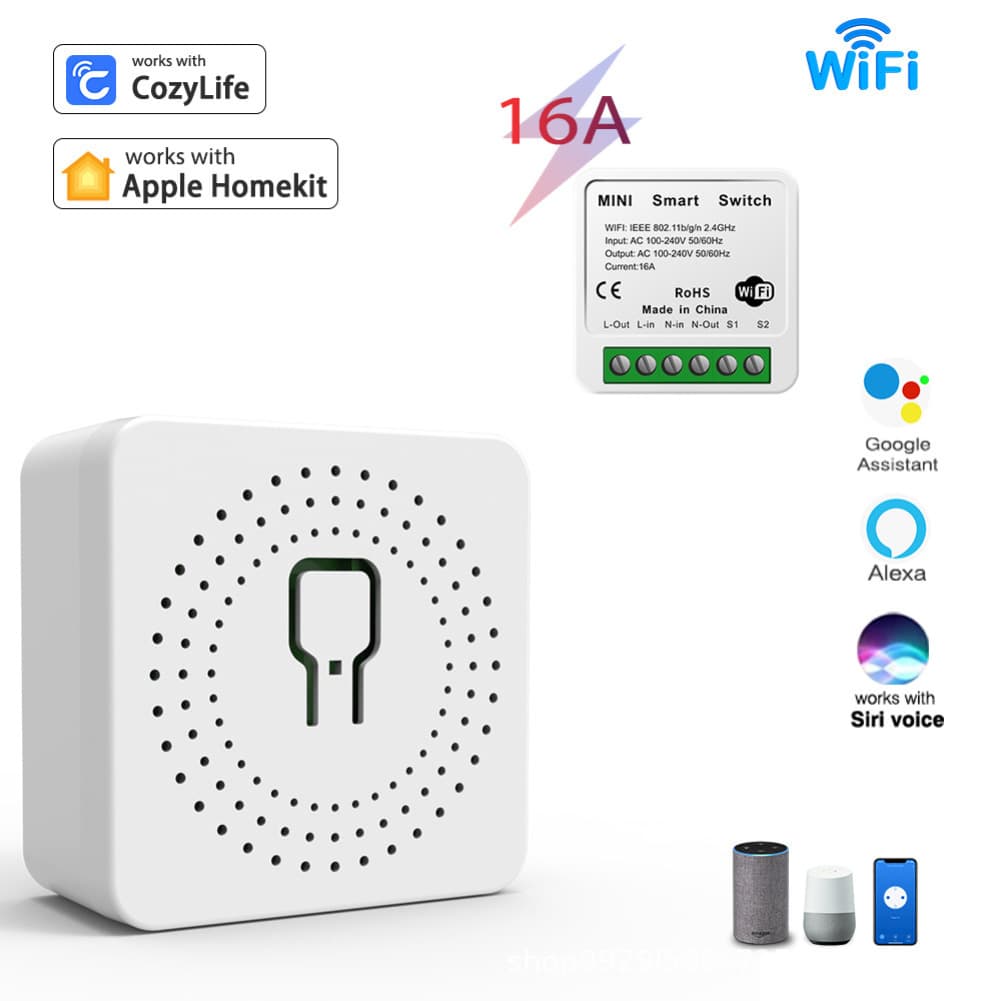 Smart WiFi Flush-Mount Alexa Mini 16A Switch Module Homekit + CozyLife/CozyLife