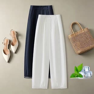 9/10 Length Lace Lantern Pants Women 2026 Summer New Loose High-Waist Slimming Casual Wide-Leg Bloomers