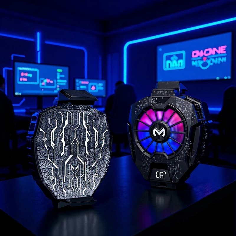 MEMO New DL05 Digital RGB Phone Cooler with Colorful Lights, Two-Way Stretch Clip, Freezing Back Clip Cooler