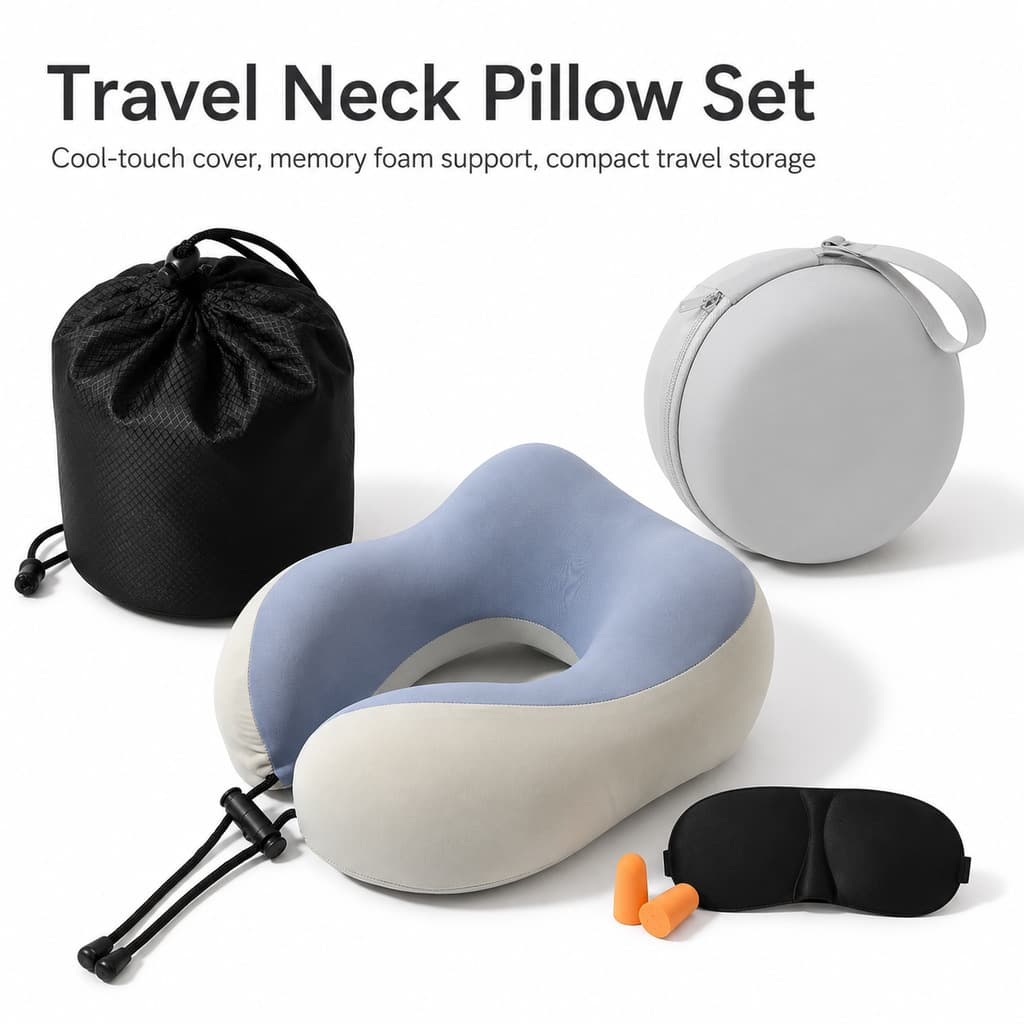 Memory Foam U-Shaped Pillow with Customizable Logo, Travel Neck Pillow, Sleeping Pillow, Cervical Spine Support Pillow, Portable U-Shaped Pillow