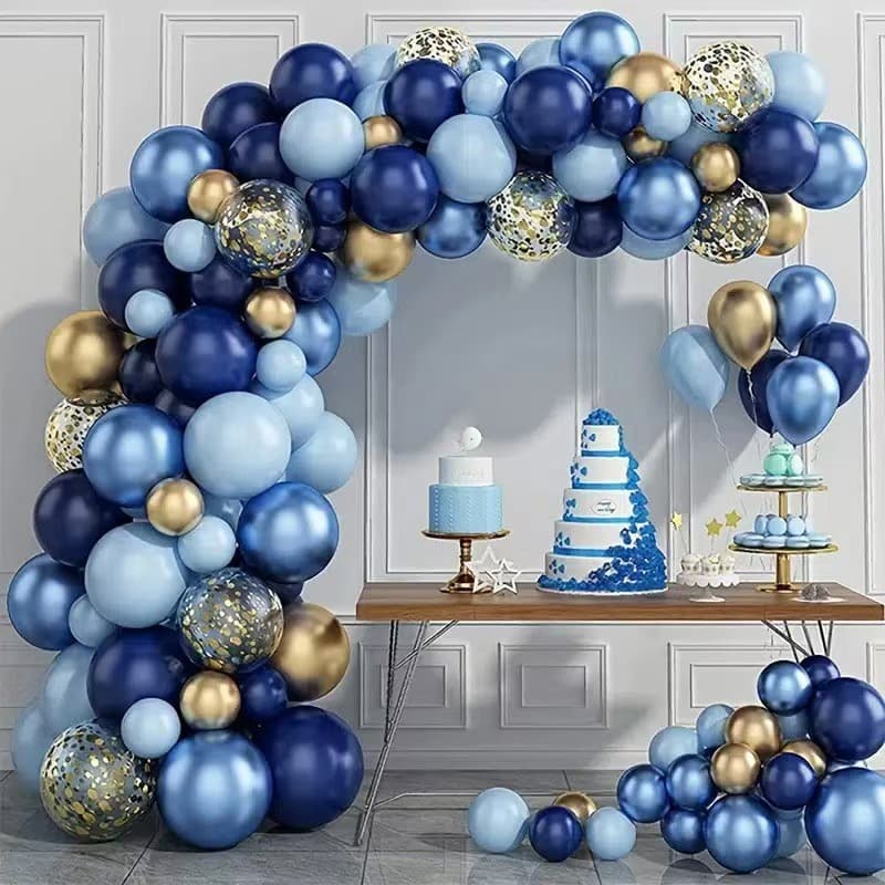 Cross-border Night Blue Birthday Balloon Set Blue Gold Balloon Chain Arch Party Decoration Balloon Scene Setup