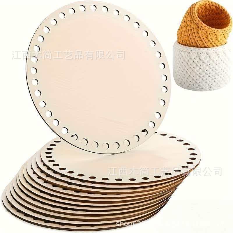 Foreign trade supply 1 round wooden base with holes DIY woven bag accessories hand-woven bag bottom material