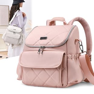 Outdoor Mom & Baby Backpack, Fashion Oxford Cloth Diamond Stitch, Insulated Aluminum Foil Bottle Pocket