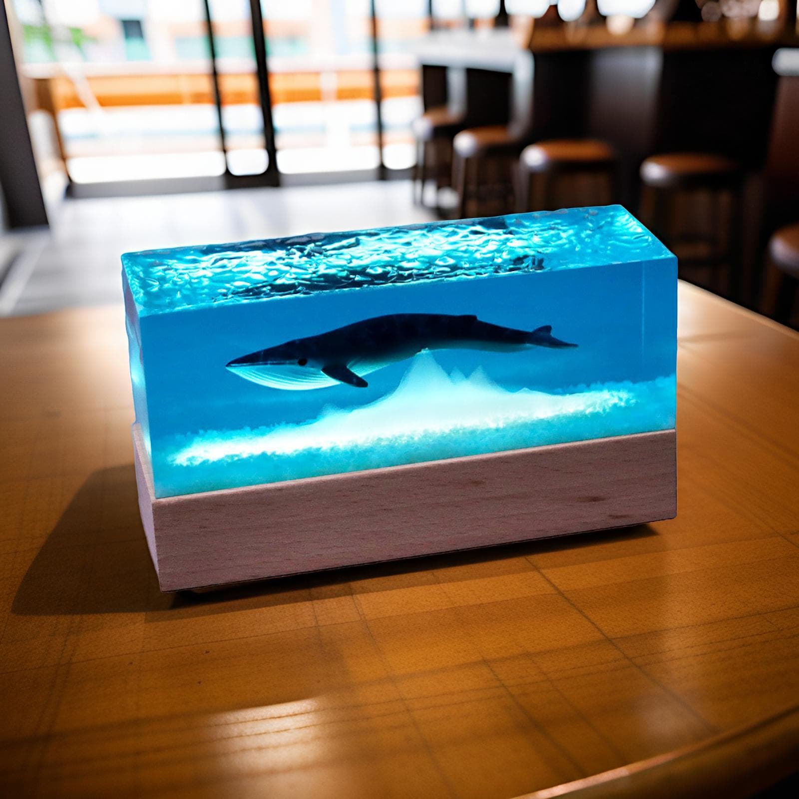 Desktop Handicraft Modern Niche Gift for Friends Ocean Whale Crystal Resin Lamp Decoration Night Light