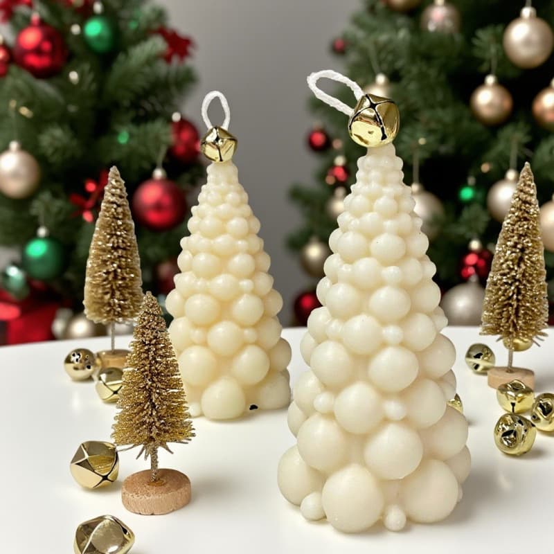 Small Bubble Christmas Tree Silicone Mold DIY Christmas Scented Candle Gypsum Drip Oil Ornament Mold