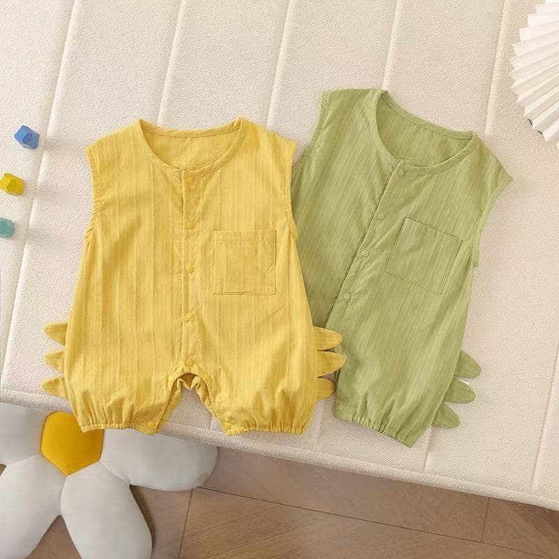 Baby jumpsuit summer cartoon sleeveless newborn wide shoulder jumpsuit cute romper baby outing suit