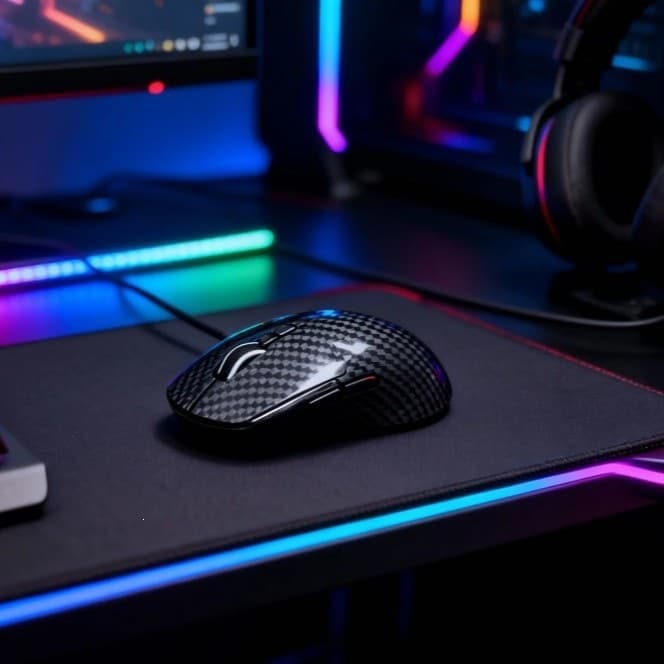 New carbon fiber style wireless mouse, Bluetooth 2.4G, wired, tri-mode rechargeable, lightweight e-sports gaming mouse.