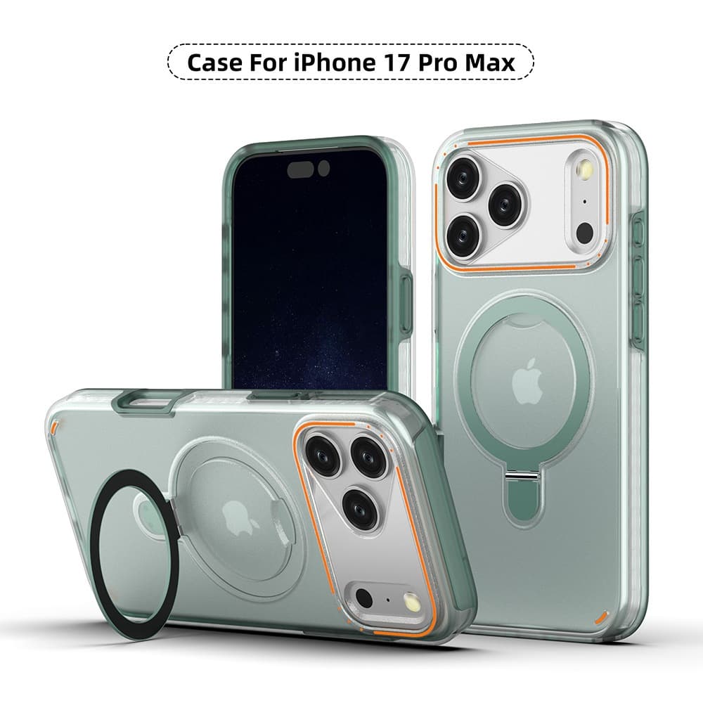 Compatible with iPhone 17 Pro Max Magnetic Bracket Phone Case, Apple 16E Frosted Anti-Drop Protective Cover, Cross-Border Hard 5