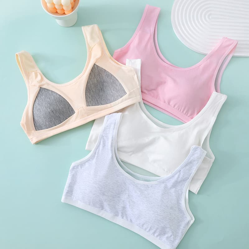 Girls' Training Bra for Junior High and High School Students, Teen Girls' Sports Bra, Pure Cotton Vest Bra