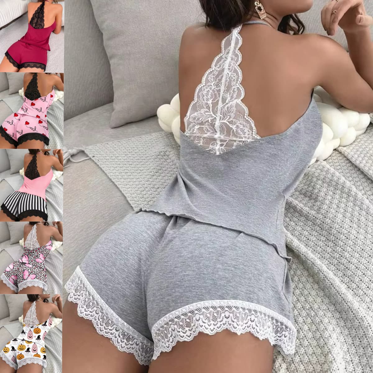 Cross-border Cotton Pajamas Women's Sexy Sleepwear Innerwear Shorts Homewear Set in Milk Silk Fabric