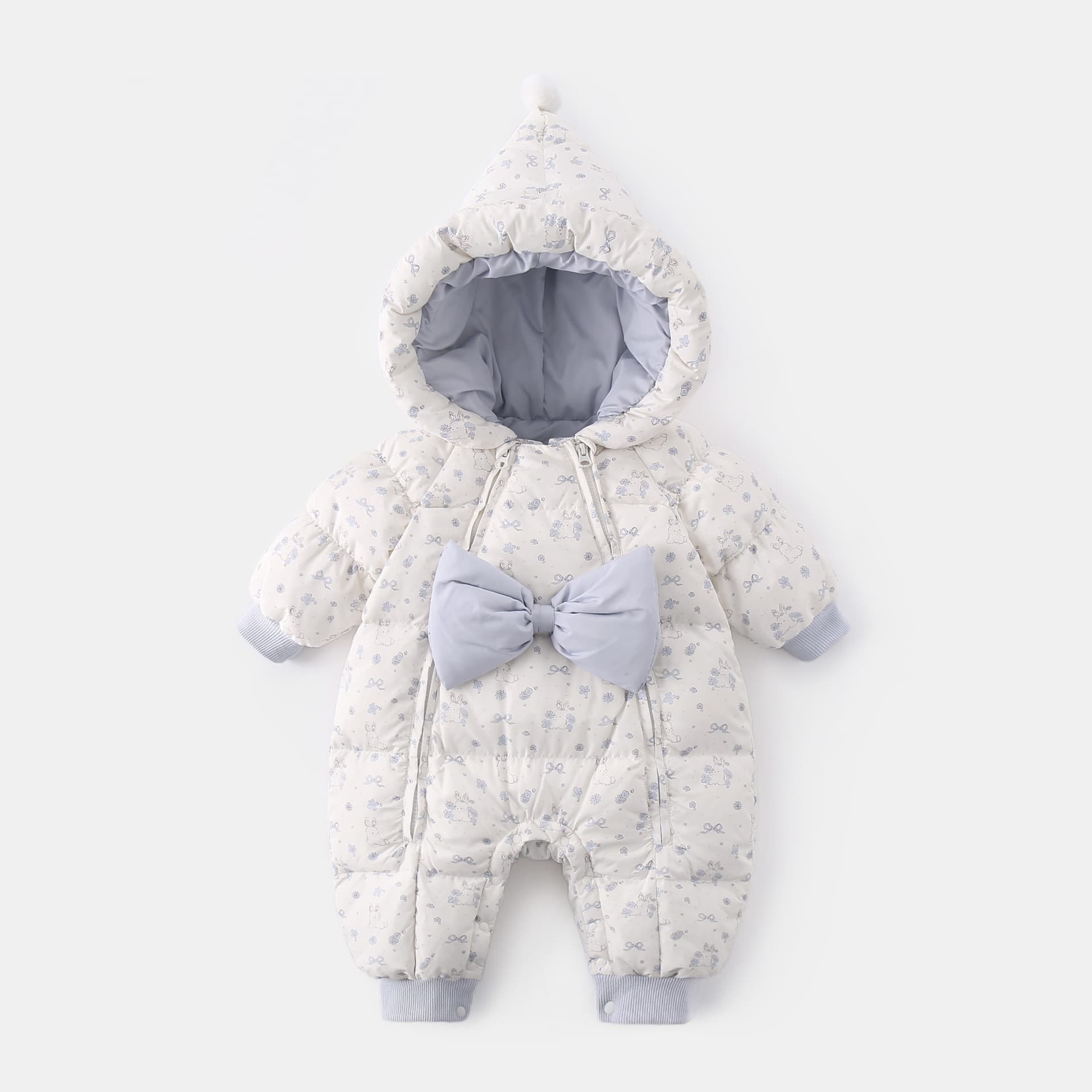 Infant newborn girl baby down jacket jumpsuit winter white duck down thickened hooded outdoor crawl suit romper winter