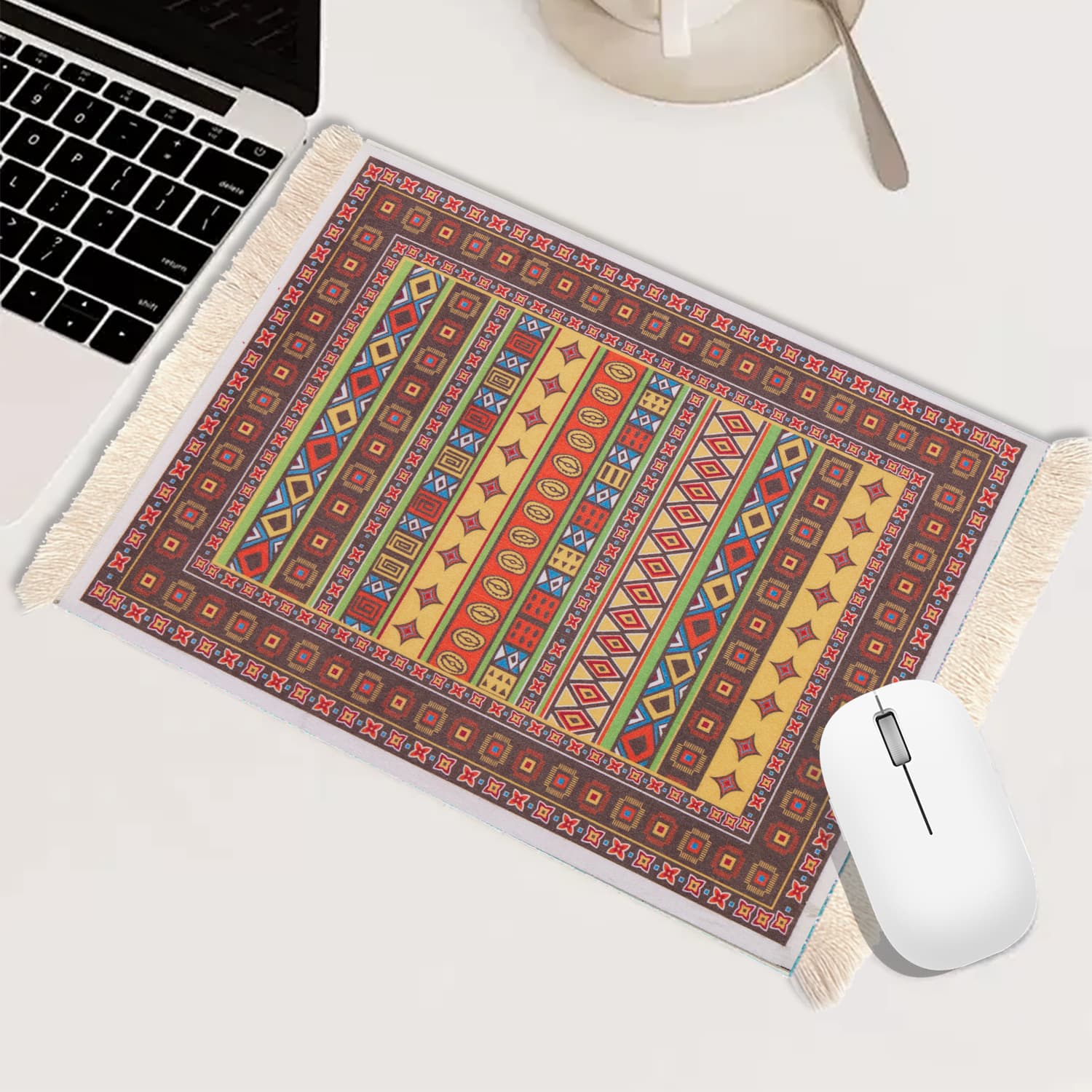 Small Mouse Pad Exotic Persian Xinjiang Ethnic Style Multifunctional Tassel Pad Office Gaming Decorative Heat Insulation Coaster