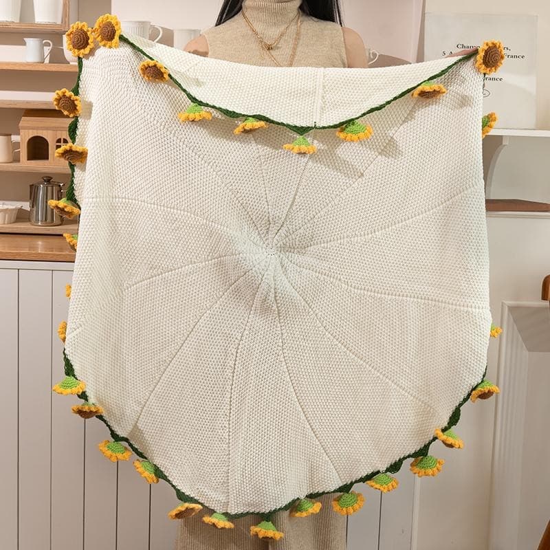 Sunflower bouquet blanket crochet finished product hand-knit blanket homemade knitted wool blanket creative gift gift