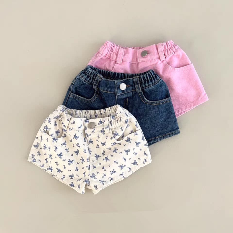 Korean Spring Summer Retro Floral Baby Girls Super Short Jeans Fashionable Baby Pants Children's Clothing Toddler Kids Outfits