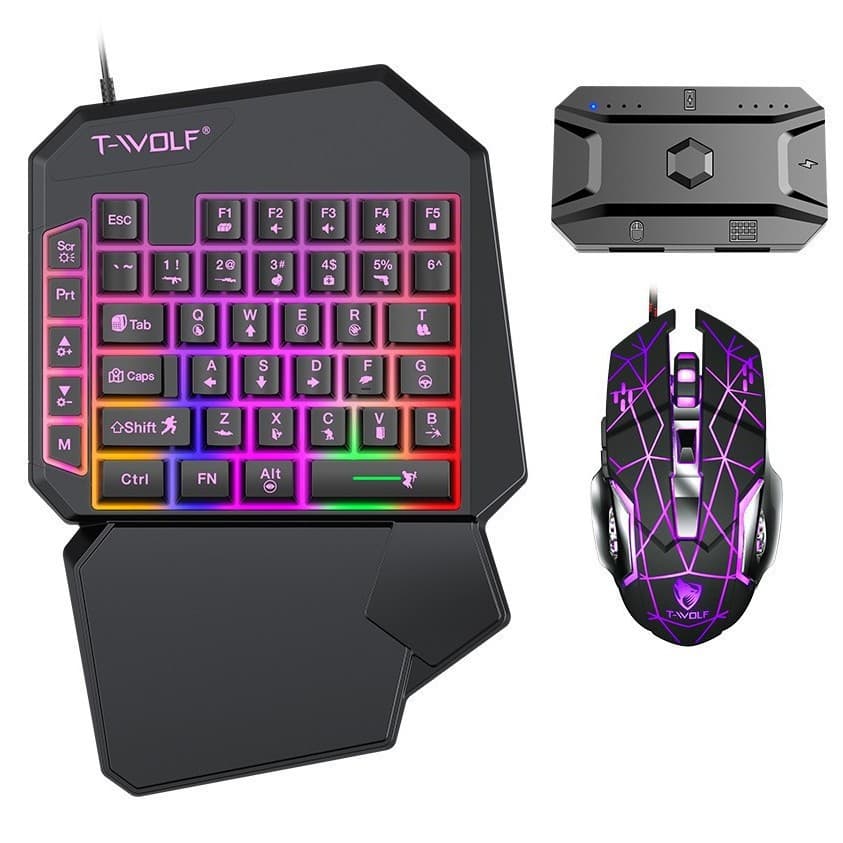 T-WOLF Thunder Wolf TF900 one-handed keyboard and mouse game set Throne mobile game chicken artifact left-hand keyboard