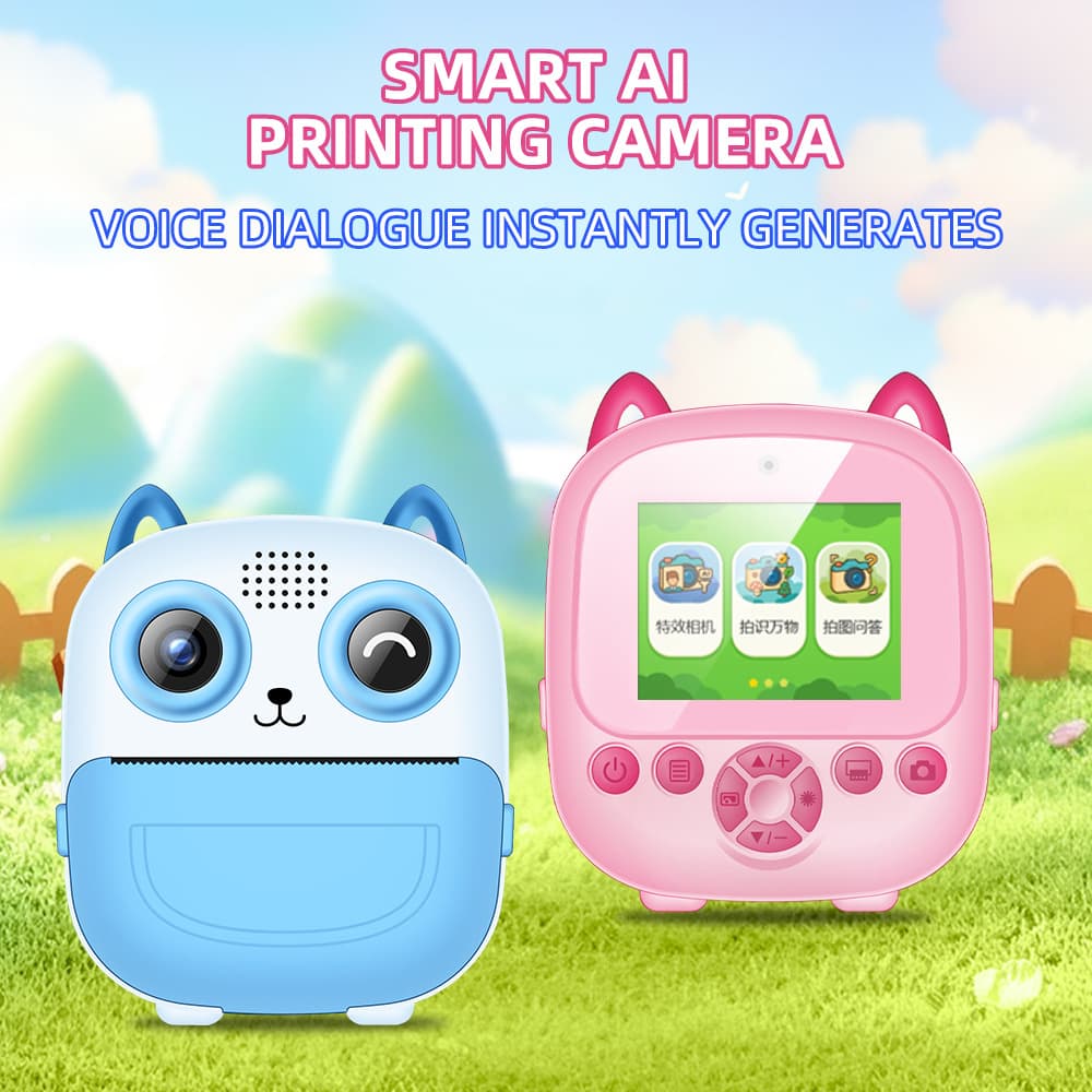 New S5-Ai High-Definition Mini Dual-Camera Instant Camera, Cartoon Children's Thermal Printing Digital Camera