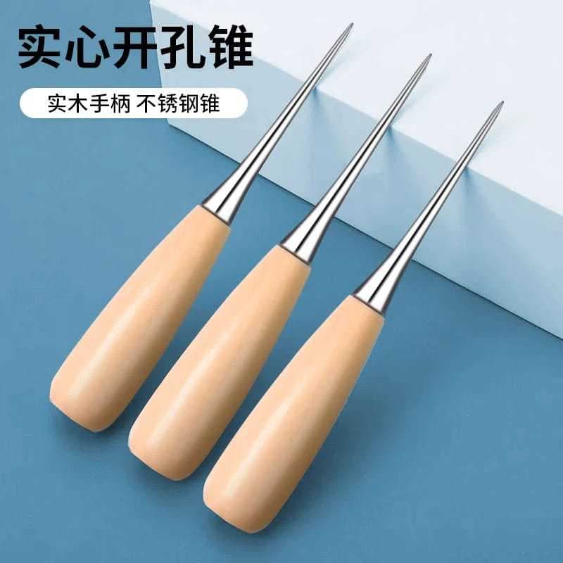 ✅ Extra Long Sharp Awl Stainless Steel Needle Wooden Handle Awl Traditional Hand Sewing Awl Fine Awl