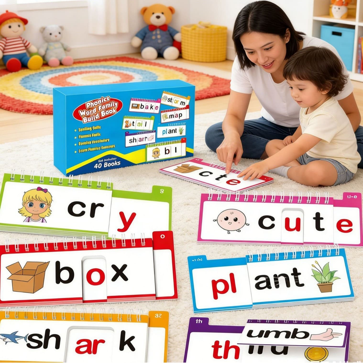 Cross-border New Product 40 Phonics Word Family Flip Books