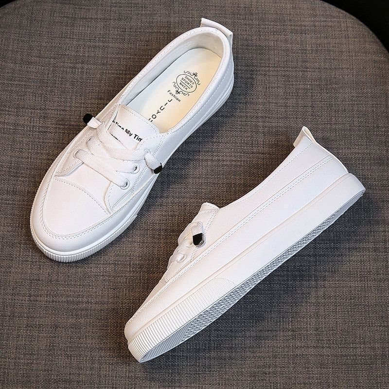Women's White Casual Shoes Autumn Leather Breathable Low-Top Korean Style Versatile 2023 New Trendy Sneakers Student White Shoes