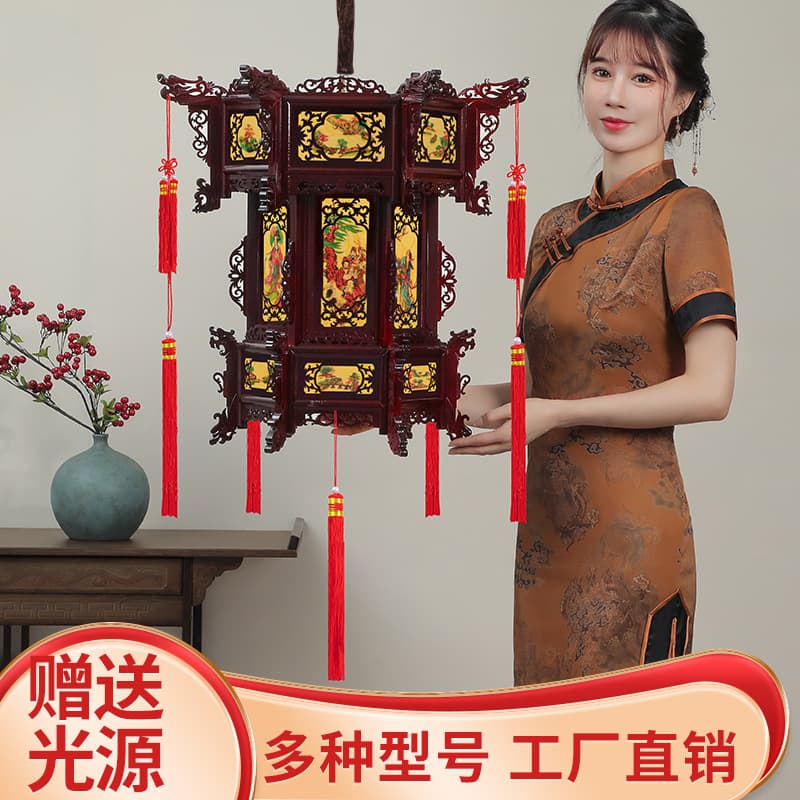 Chinese style antique sheepskin wooden palace lantern classical wedding street balcony outdoor scenic spot decorative chandelier handmade