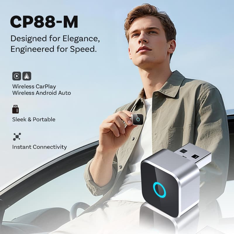New Cross-Border Metal Mirror CarPlay Adapter CarPlay Android Auto 2-in-1 Converter
