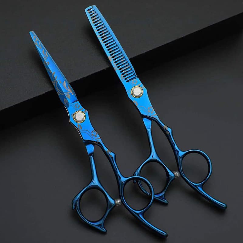 Colorful Blue Hairdressing Scissors Premium 6-Inch Haircut Thinning Scissors Manufacturer Wholesale Deal Kawauchi Shears