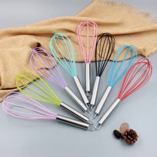Manual Stainless Steel Handle Silicone Egg Beater Handheld Household Cake Cream Whisk Stirring Baking Tool