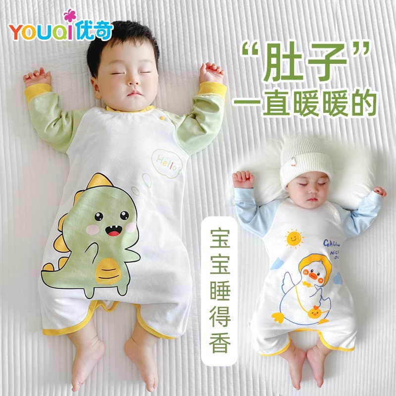 Baby Pajamas Spring and Autumn Style Pure Cotton Infant Spring Outfit Anti-Kick Sleeping Gown Sleep Dress One-Piece Children's Loungewear for All Seasons